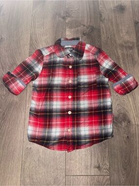 OshKosh B'gosh Red Black White Plaid Button-Down Shirt